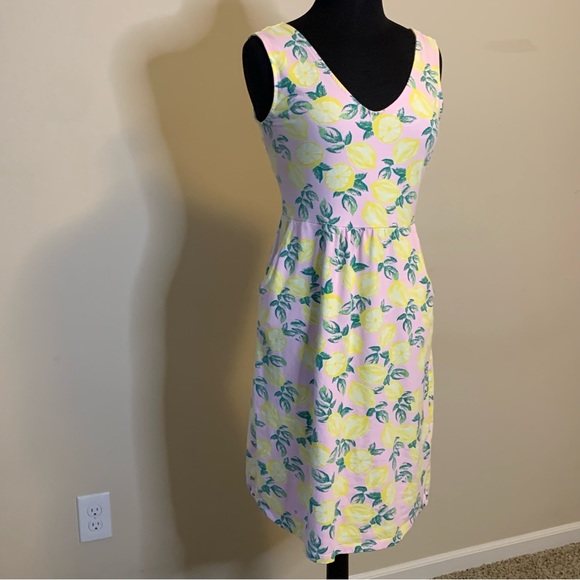 C&C CALIFORNIA Lemon Print Dress Pink Medium Knit Sleeveless - Picture 3 of 11
